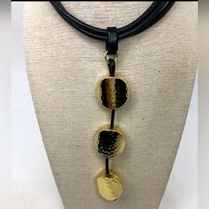 Chico's Goldtone Multi-Strand Hammered Lariat Necklace NWOT 17"